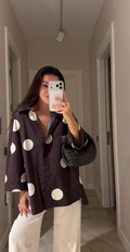 Shirt brown white circle