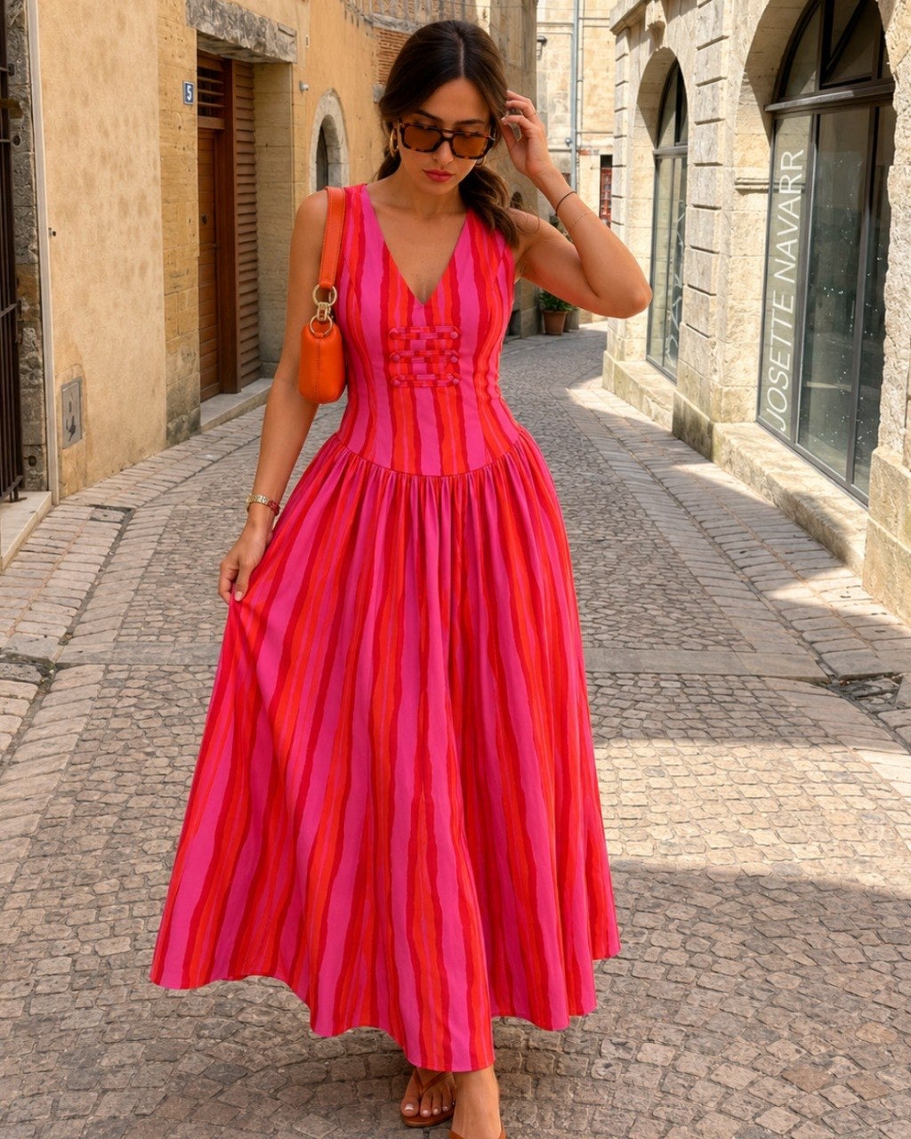 Dress maxi pink and red