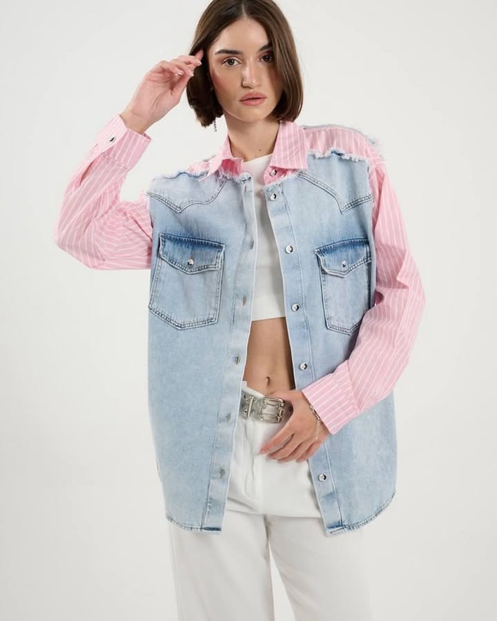 Denim-Stripped Shirt