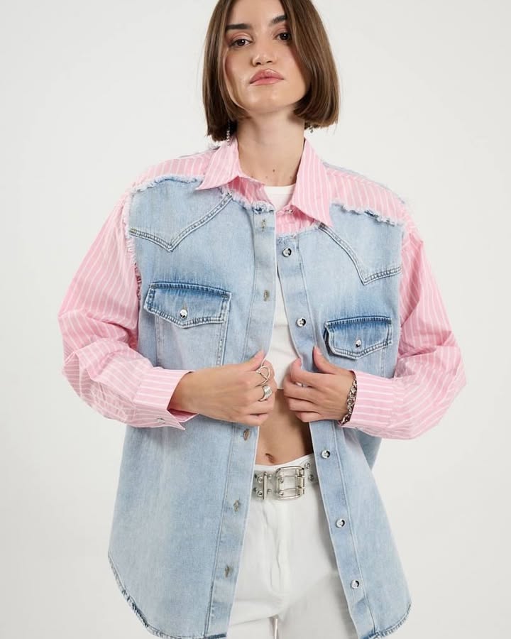 Denim-Stripped Shirt