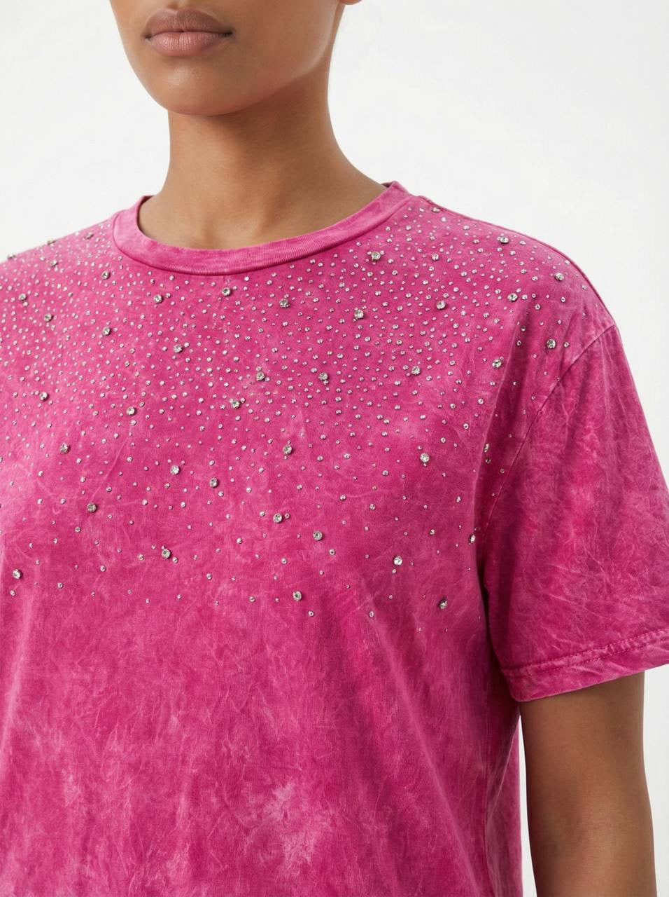 Cotton T-Shirt with embroidered stones