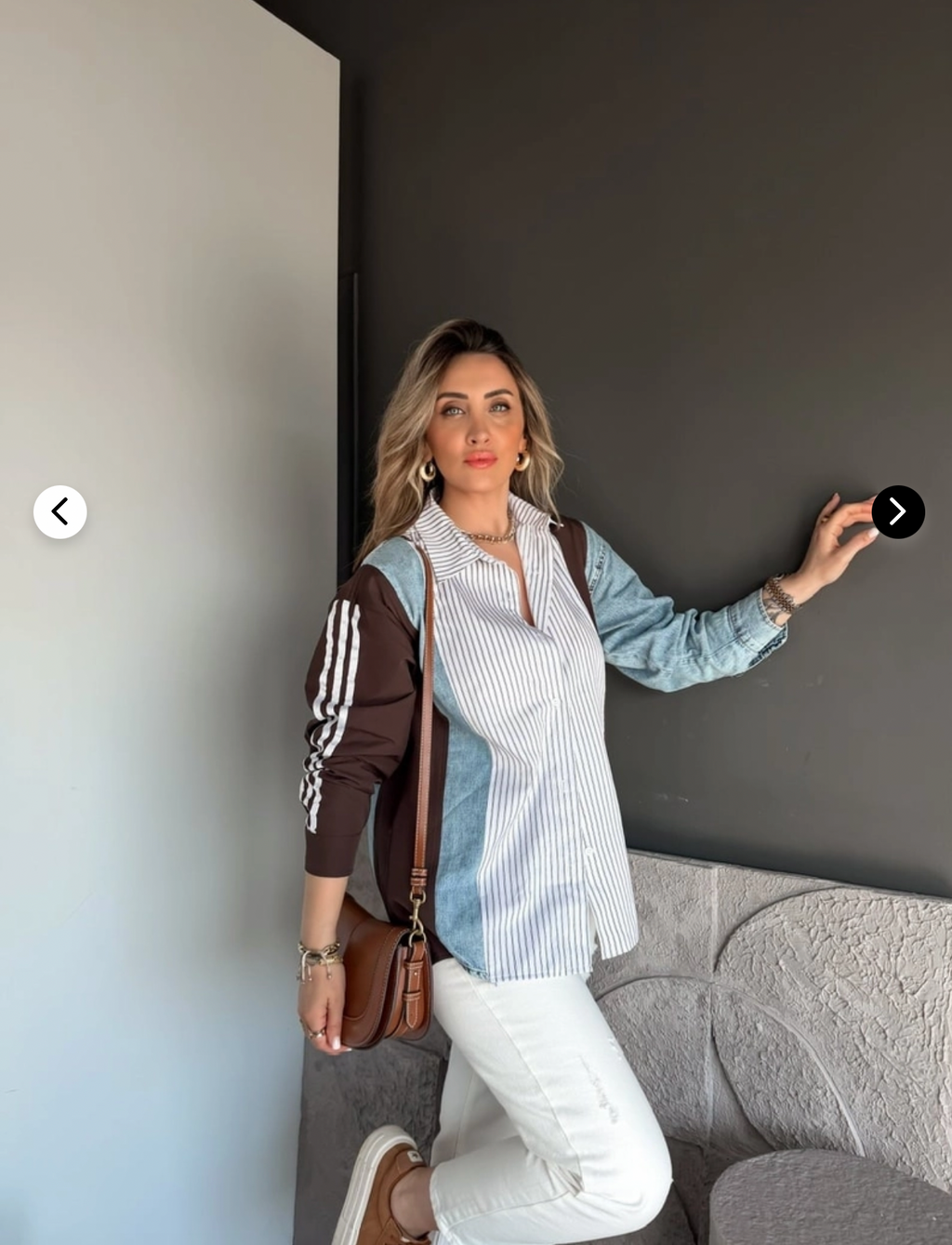 Coffee Brown Denim Striped Shirt