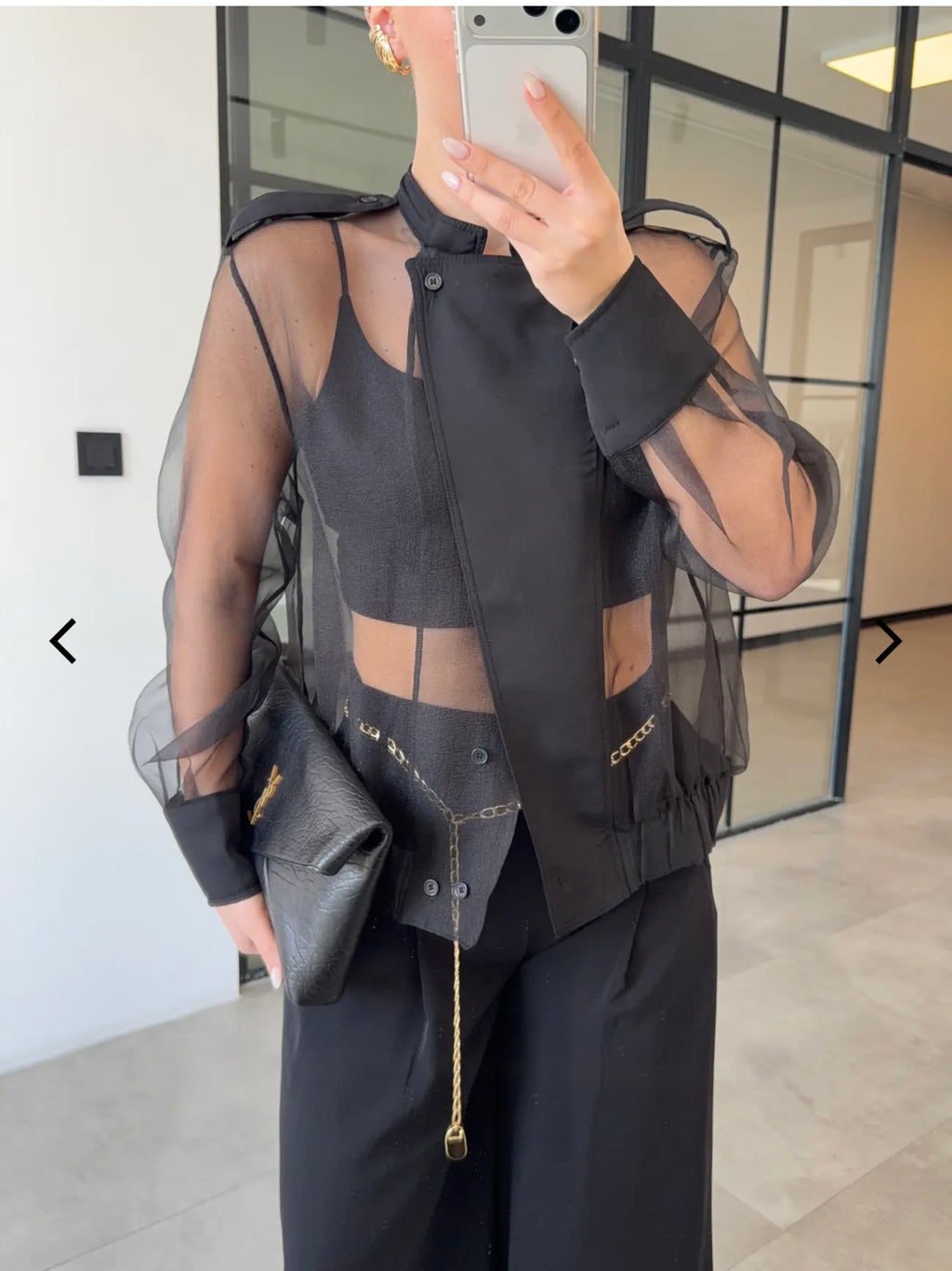 Black Organza Bomber Jacket