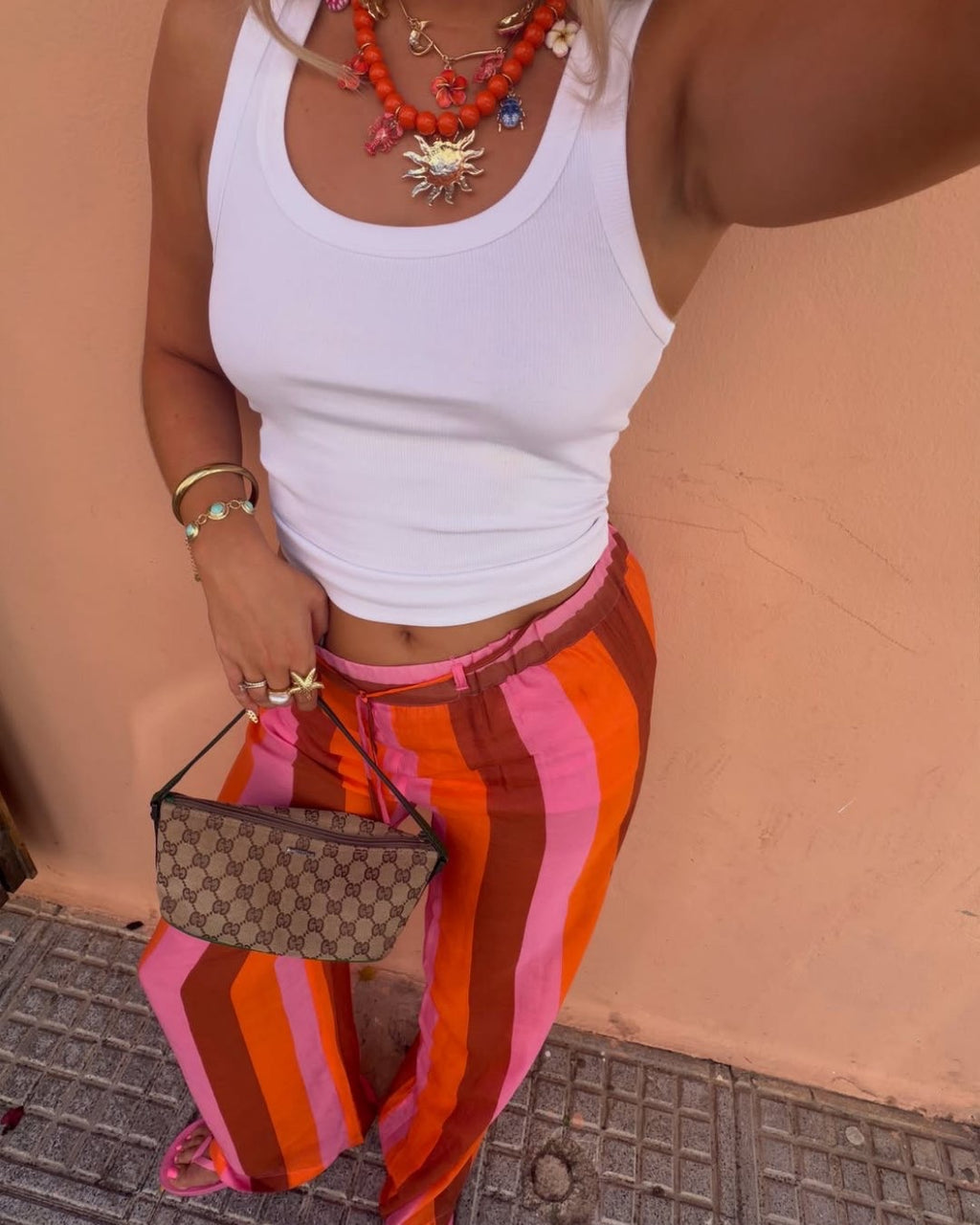 Pants pink and red
