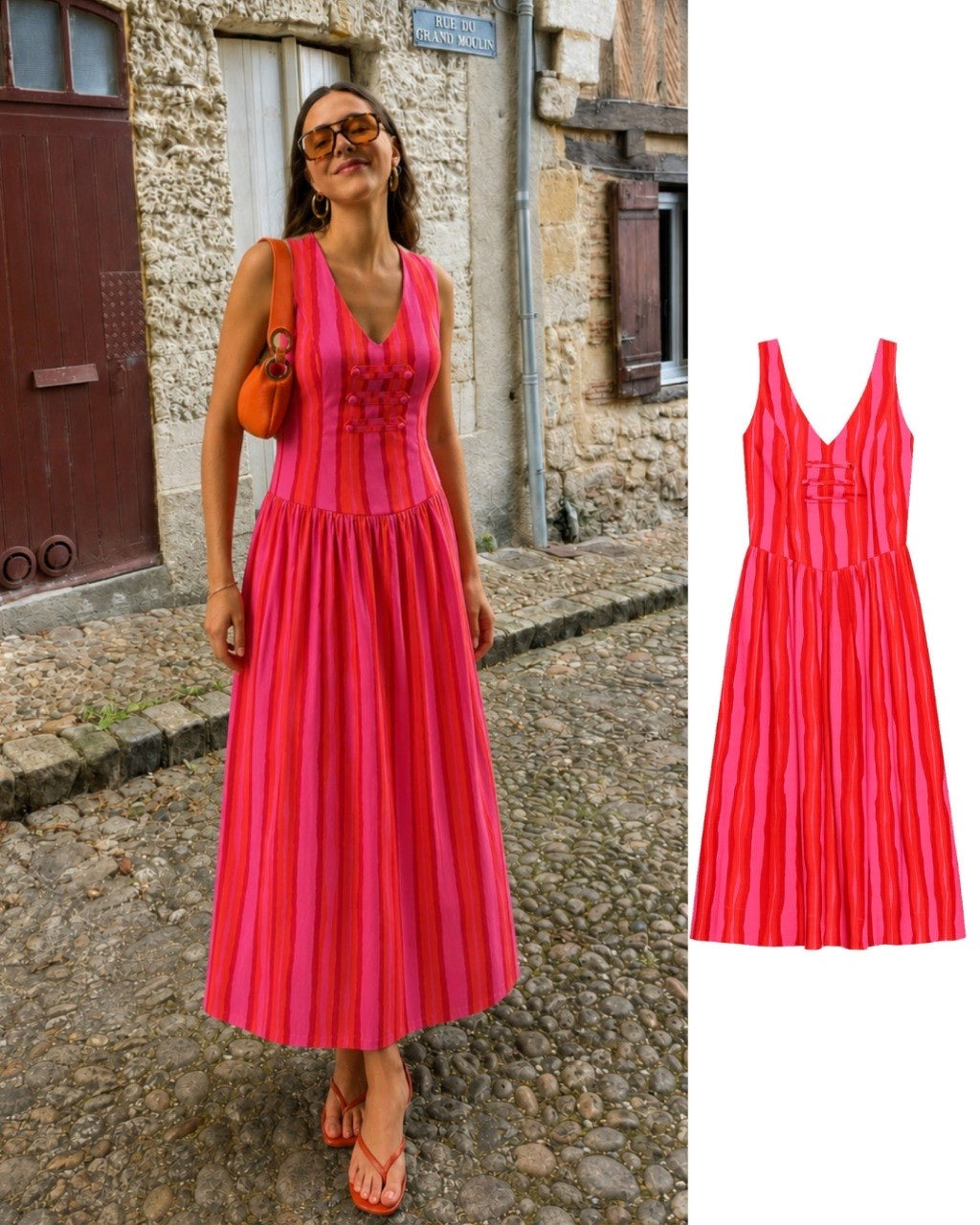 Dress maxi pink and red