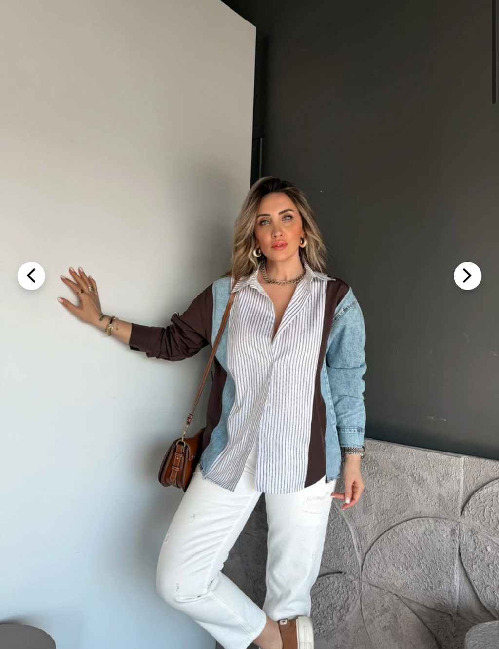 Coffee Brown Denim Striped Shirt