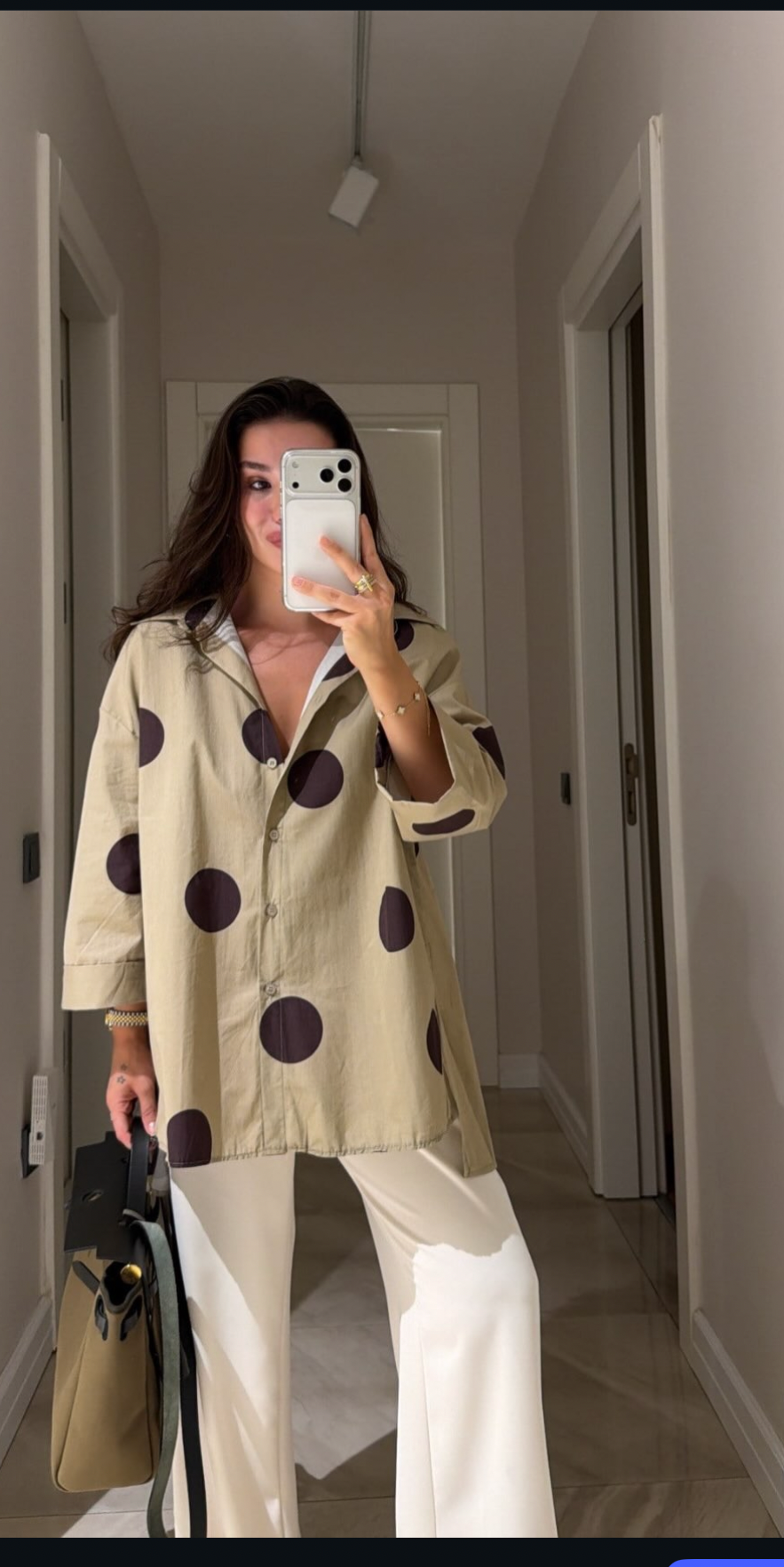 Shirt brown white circle