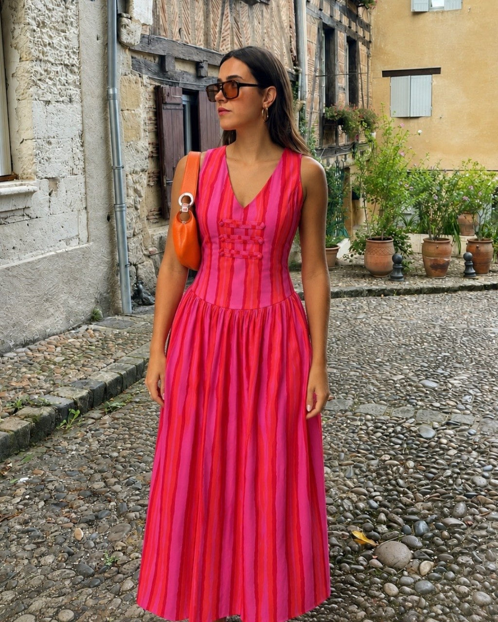Dress maxi pink and red