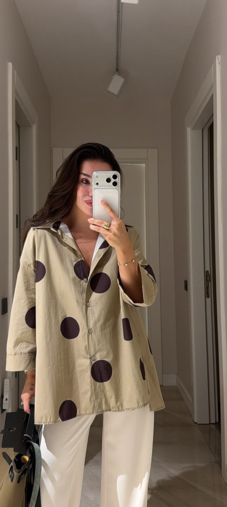 Shirt brown white circle