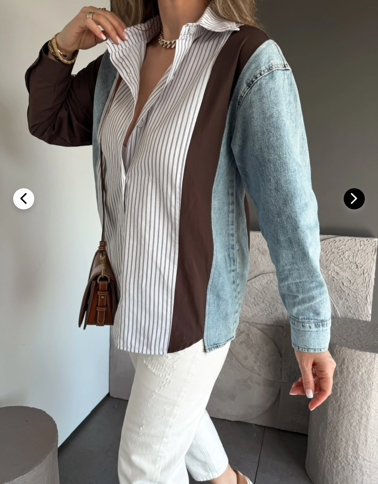 Coffee Brown Denim Striped Shirt