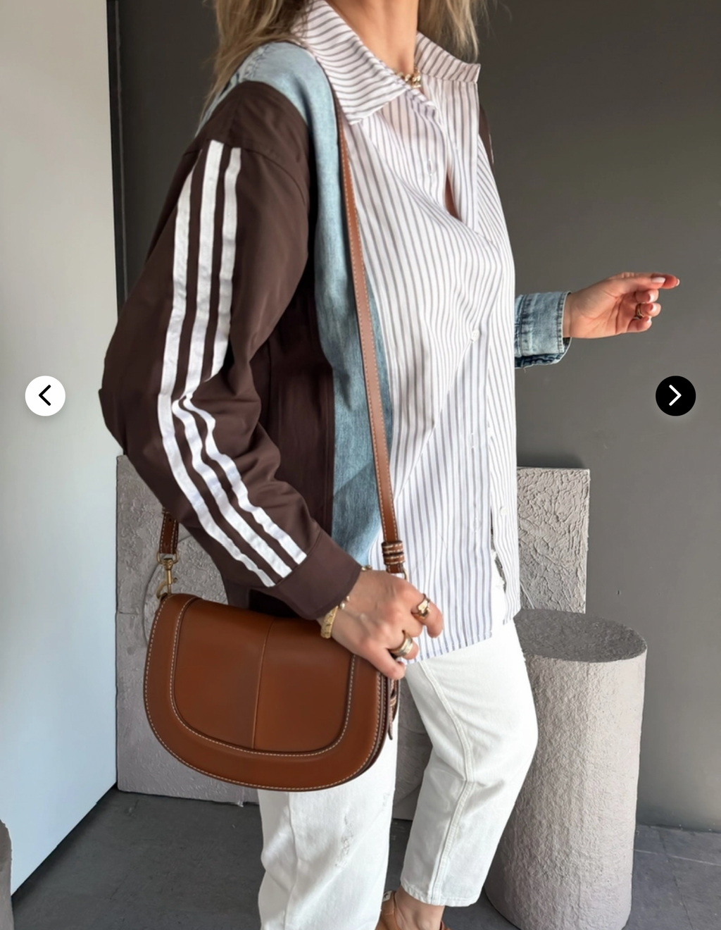 Coffee Brown Denim Striped Shirt
