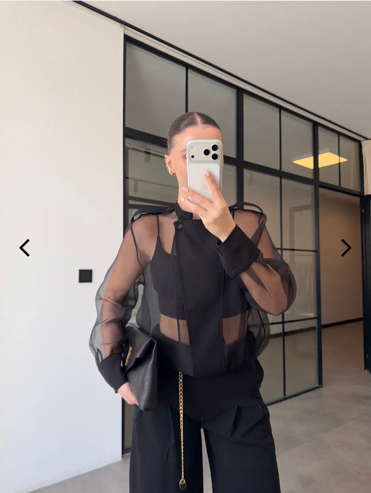 Black Organza Bomber Jacket