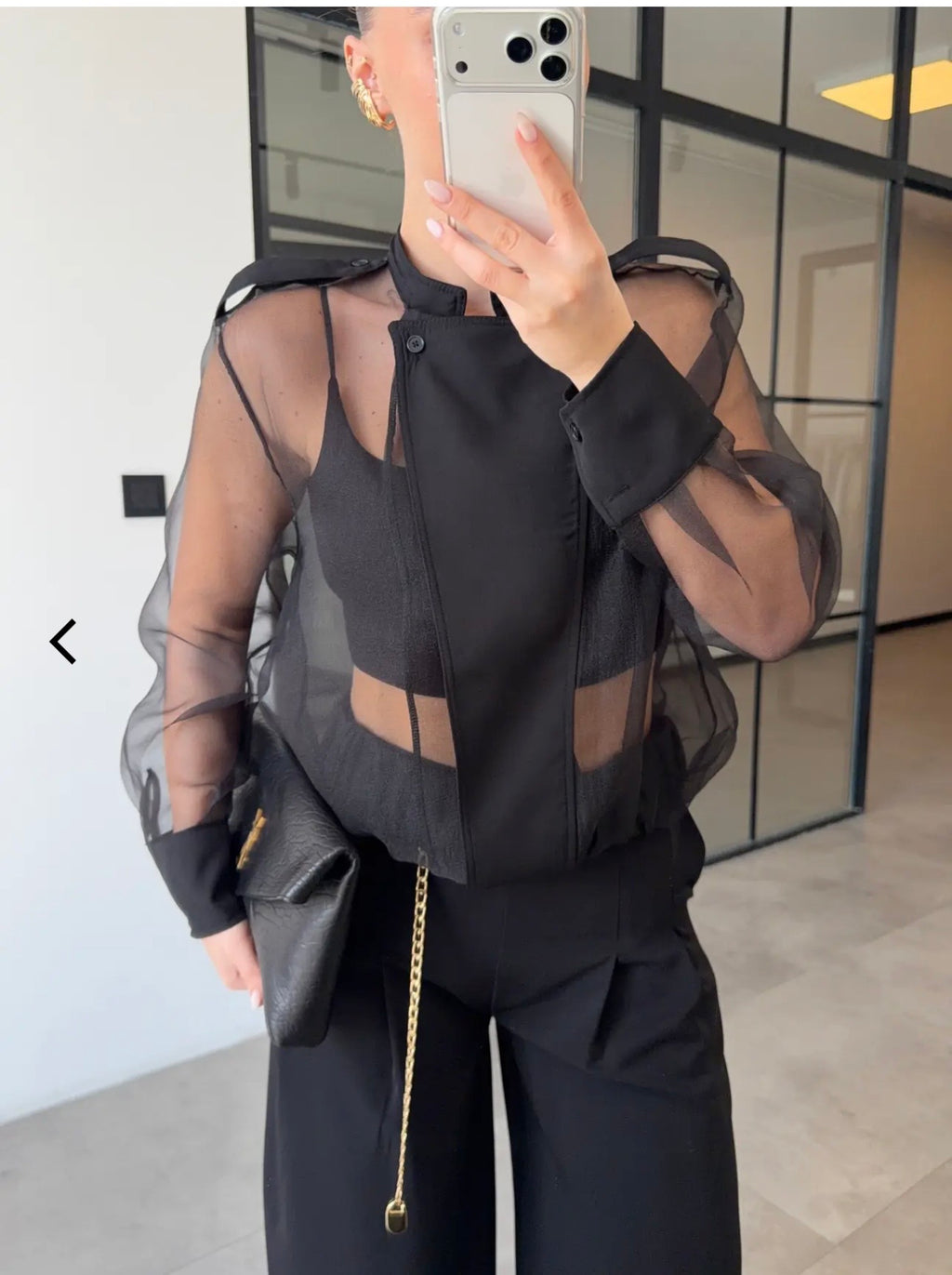 Black Organza Bomber Jacket
