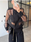 Black Organza Bomber Jacket