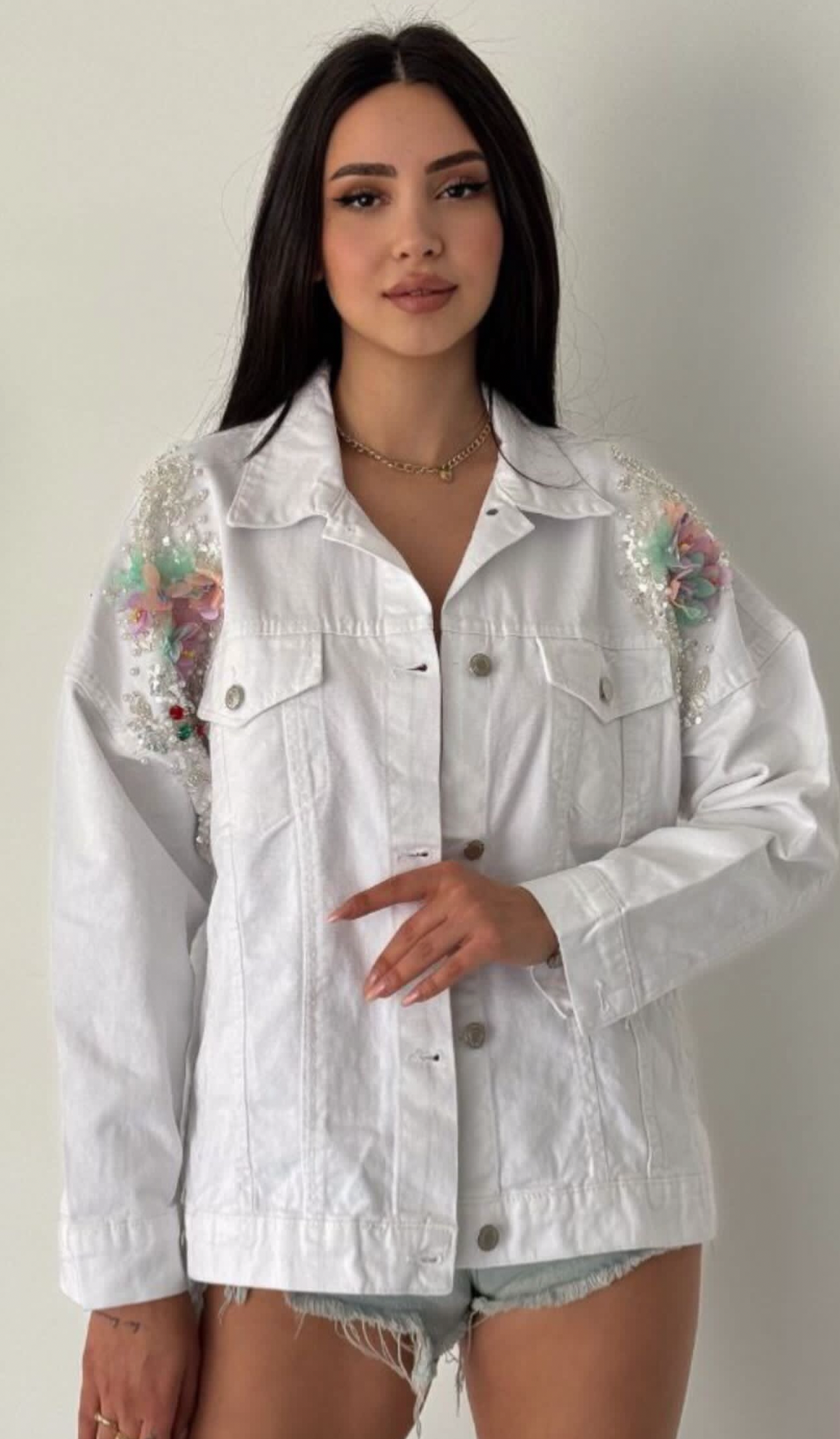 Shoulders handmade Embroidery Denim Jacket