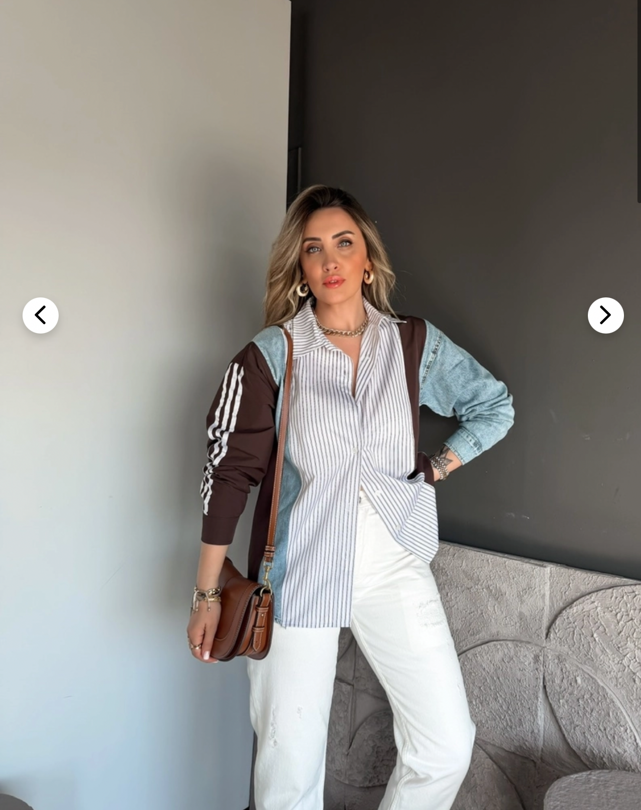Coffee Brown Denim Striped Shirt