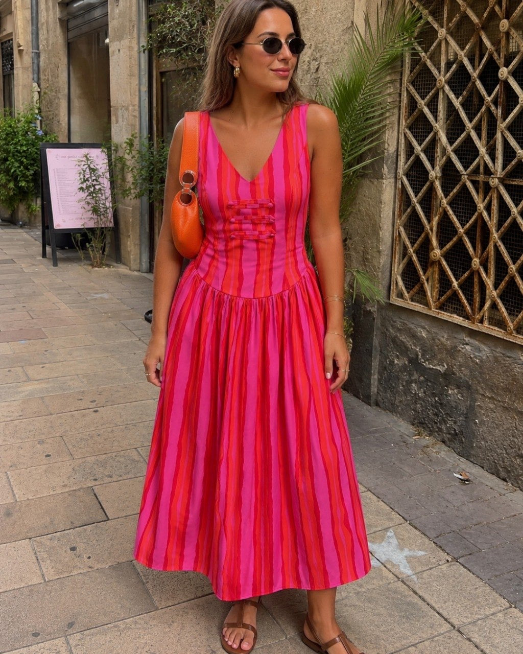 Dress maxi pink and red