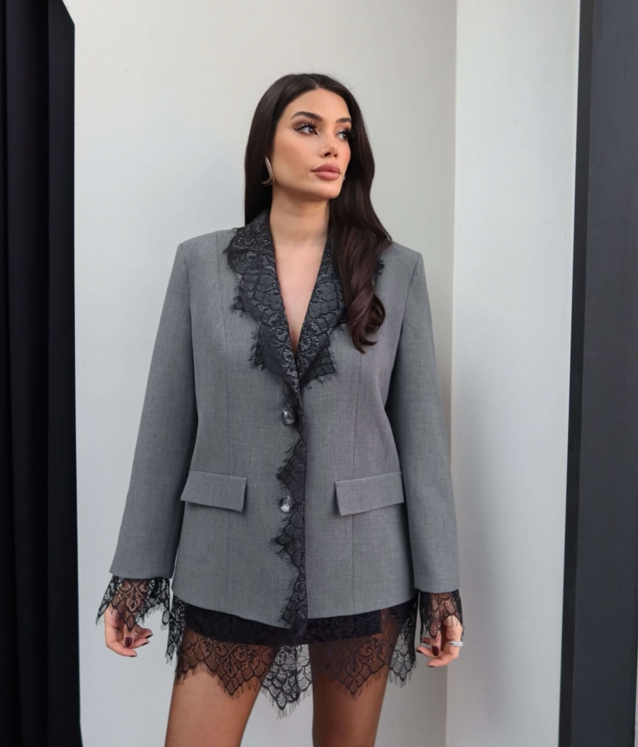 Lace detailed blazer