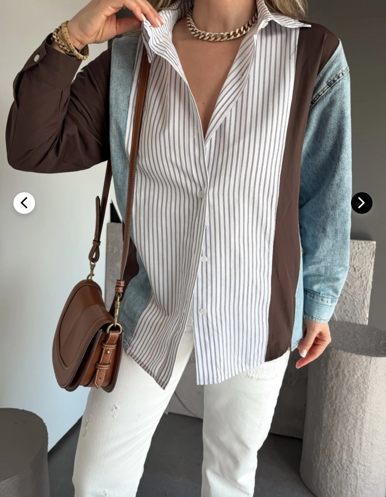 Coffee Brown Denim Striped Shirt