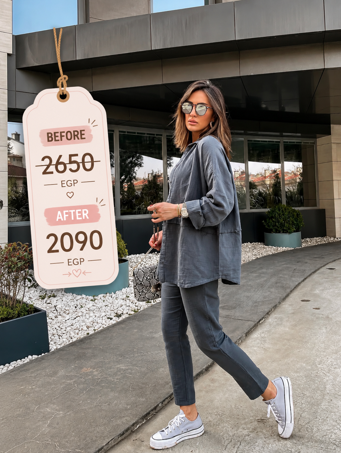 Anthracite Relaxed-Fit Muslin Shirt & Pants Set