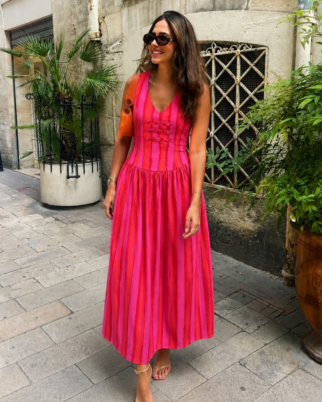 Dress maxi pink and red