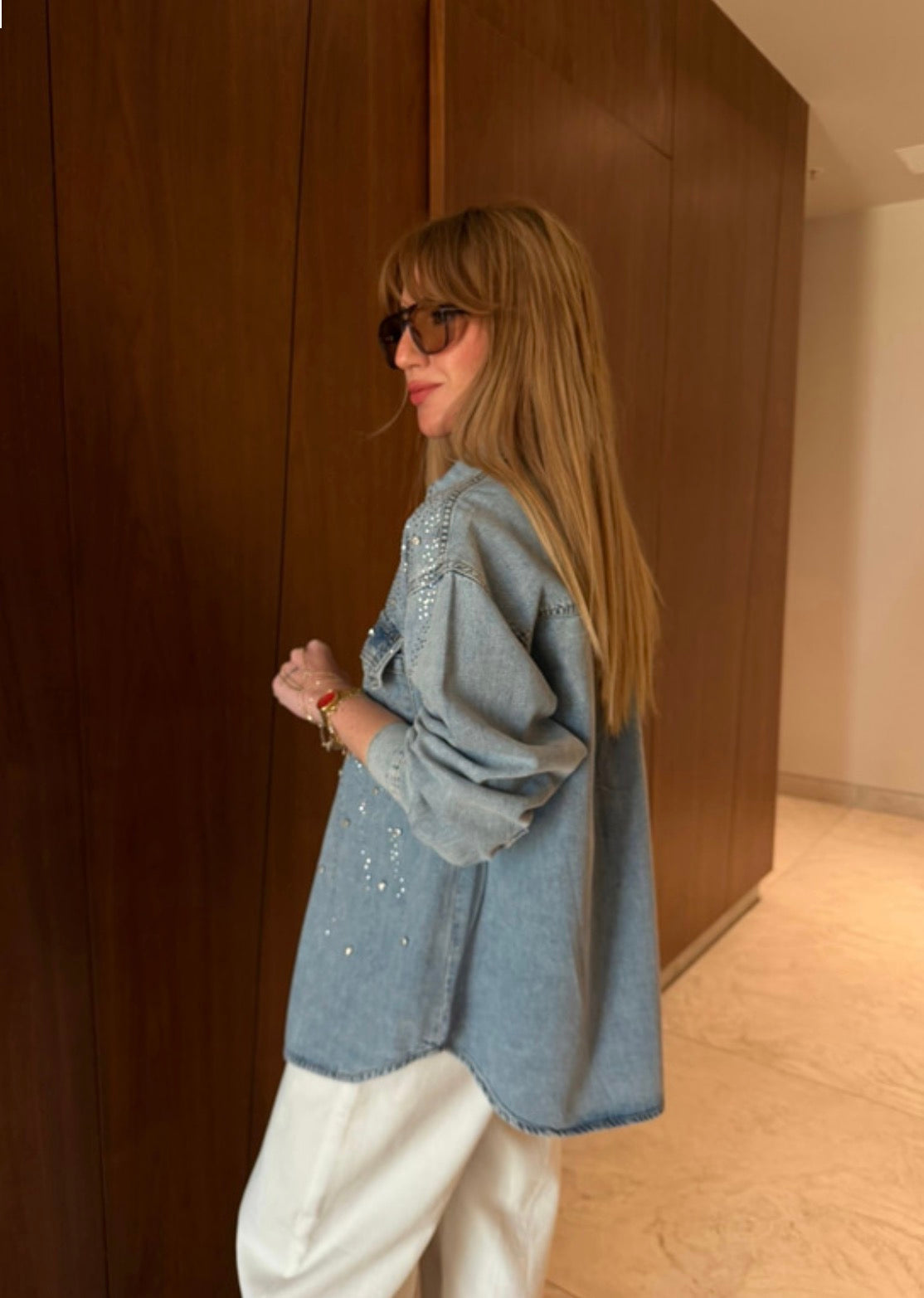 Studs Embroidered Denim Jacket