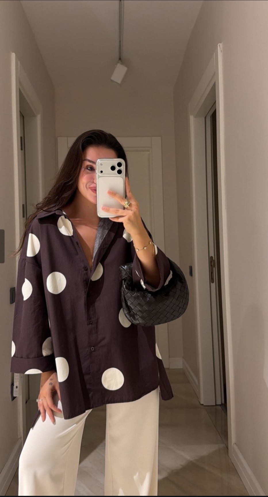 Shirt brown white circle