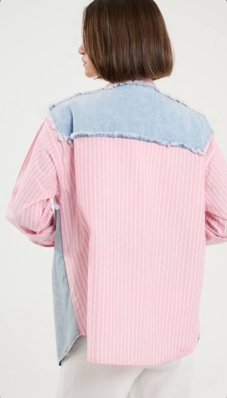 Denim-Stripped Shirt