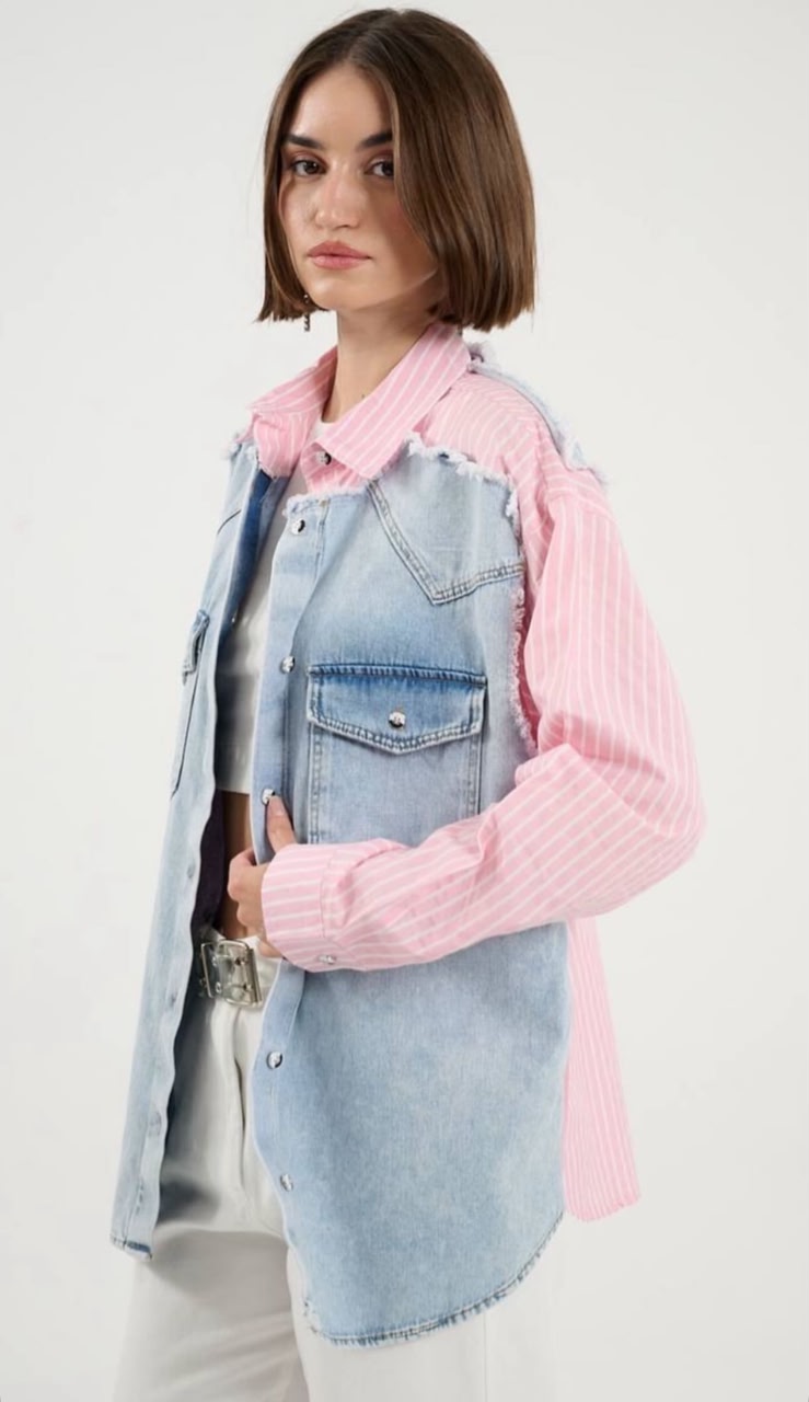 Denim-Stripped Shirt