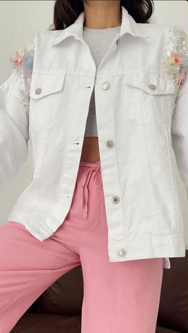 Shoulders handmade Embroidery Denim Jacket