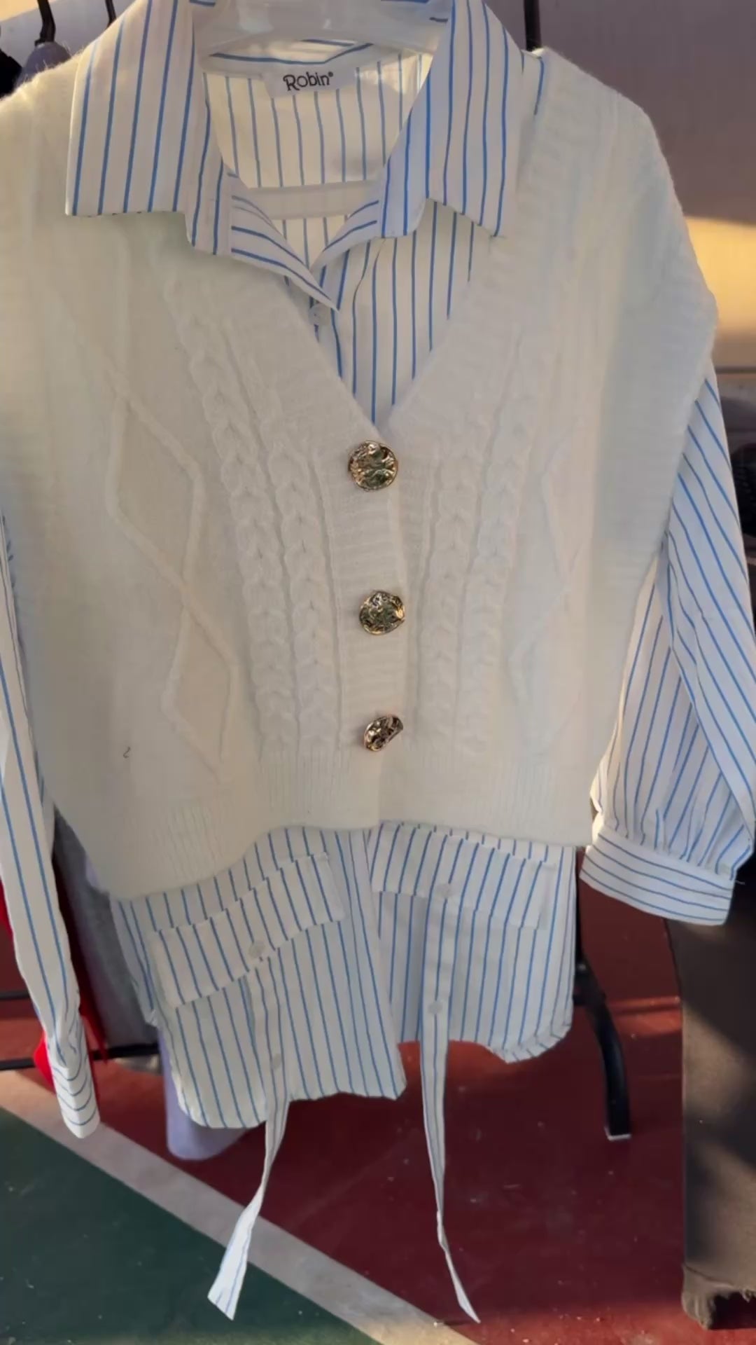 Vest With Stripped Shirt