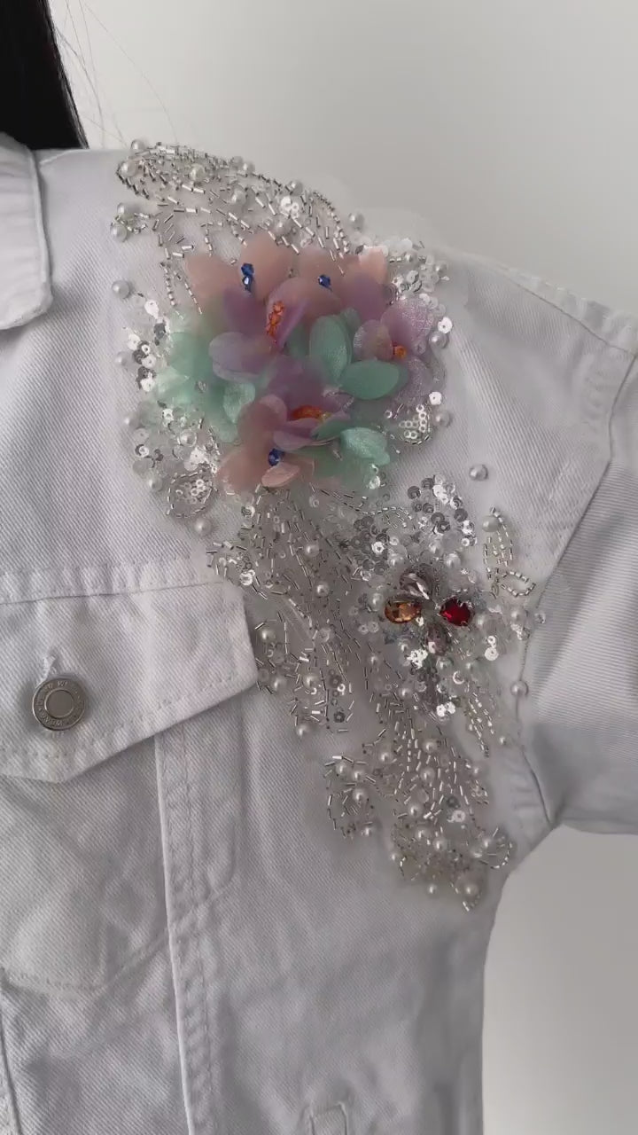 Shoulders handmade Embroidery Denim Jacket